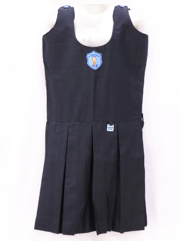 Navy Blue self-lined pin striped Tunic with Box pleates & monogram For Gilrs